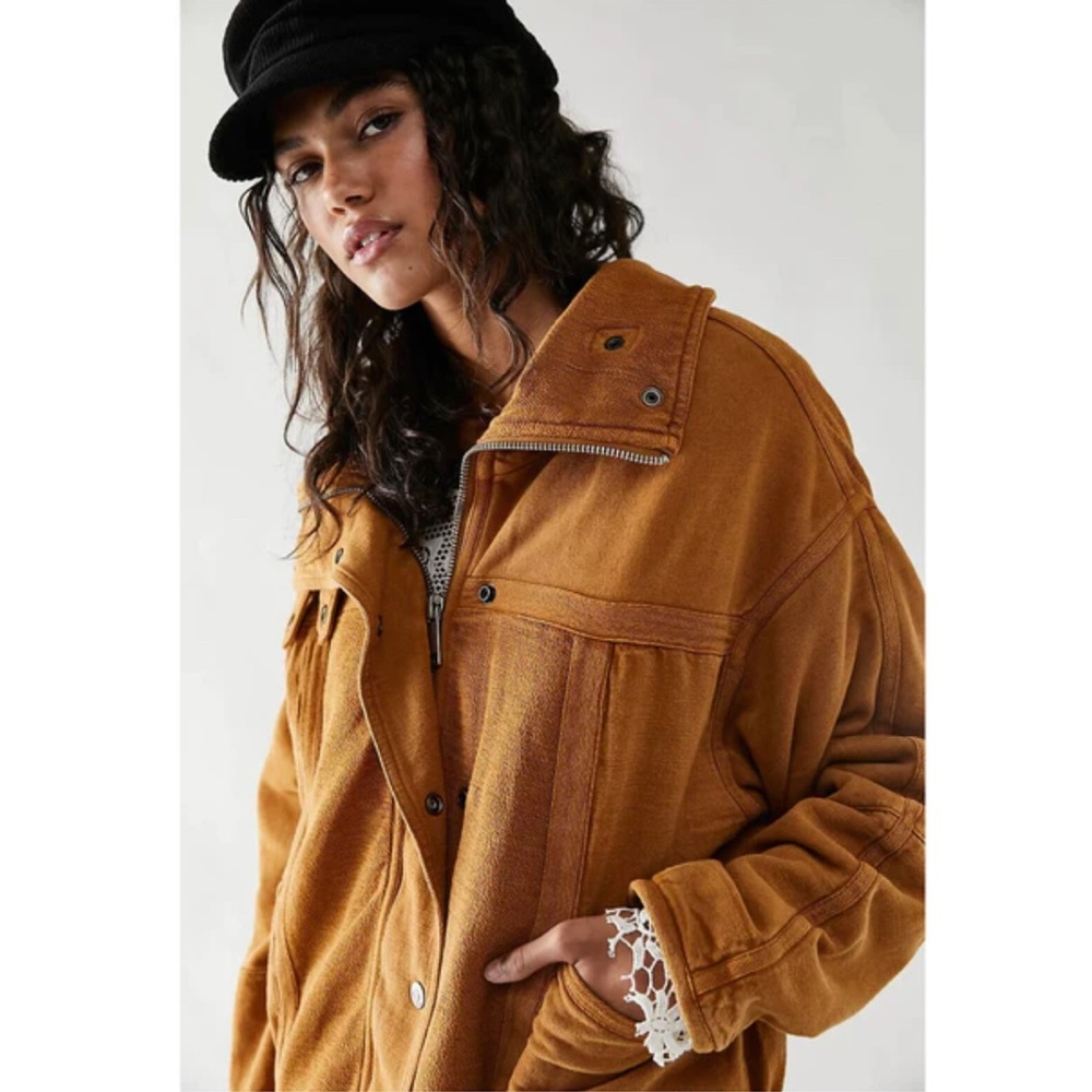 Free people jacket honey miel orange brown color
